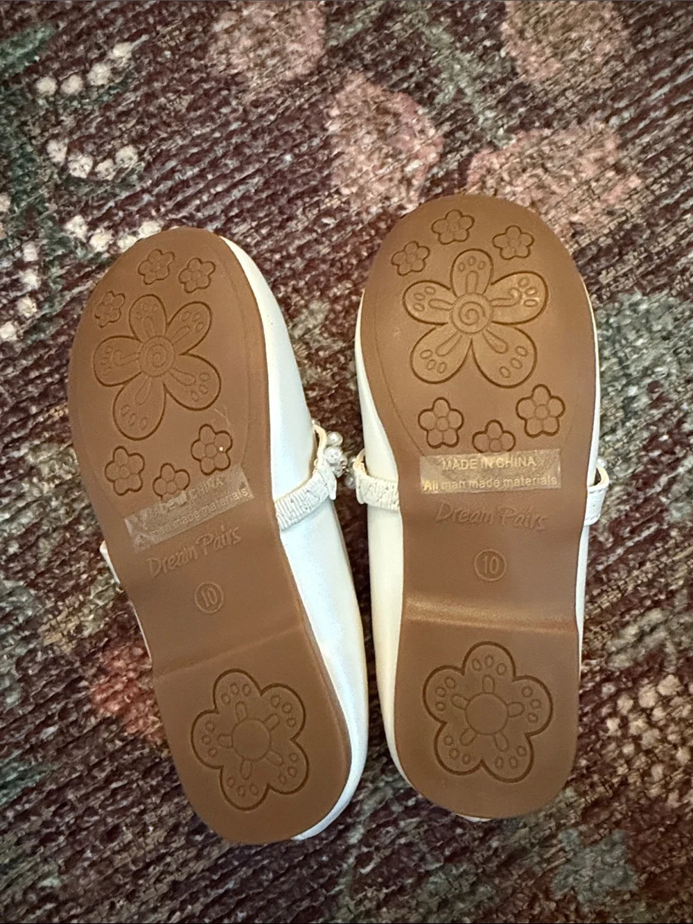 Tip Top Kids Cream Pearl-Strap Mary Jane Shoes